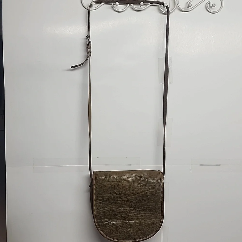 Vintage Distressed Olive Green Leather Unisex Crossbody Messenger SaddleBag